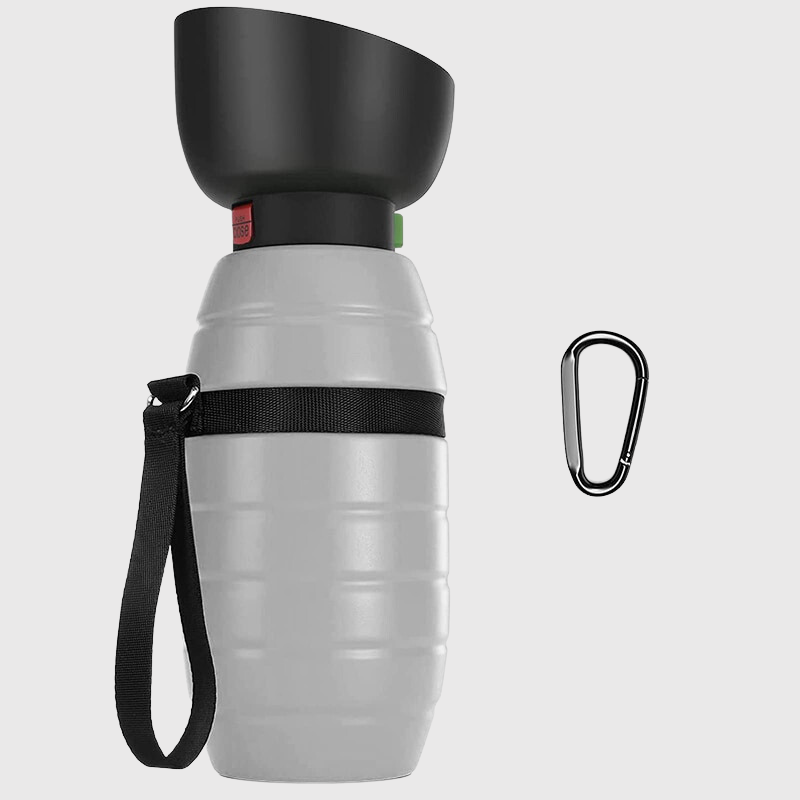 Gourde avec distributeur d'eau pour chien gris