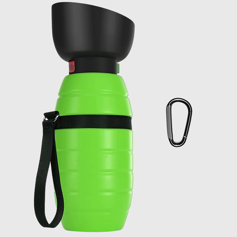Gourde avec distributeur d'eau pour chien verte