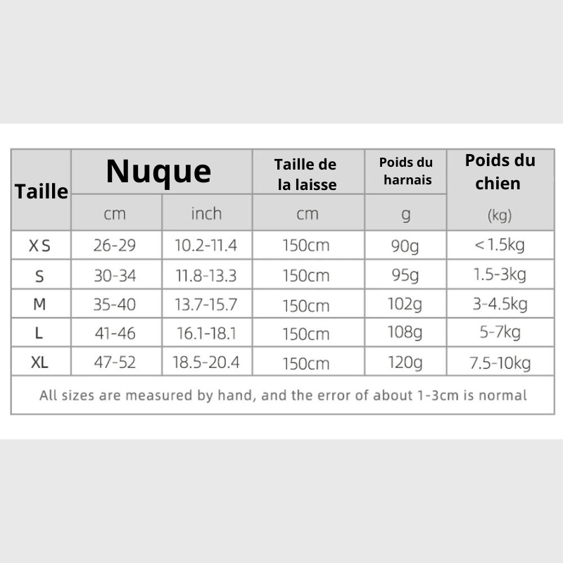 Harnais pour chien colore taille