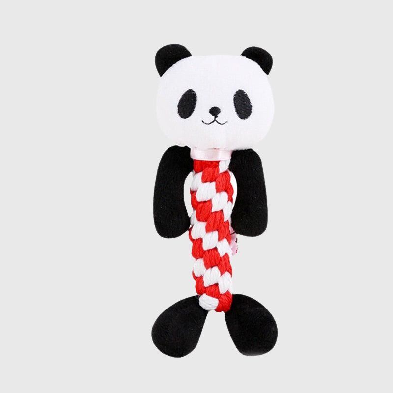 Jouet en corde Panda pour chien blanc noir rouge
