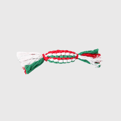 Jouet en corde gros bonbon pour chien vert blanc rouge