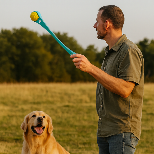 Lanceur de balle pour chien bleu ciel golden 