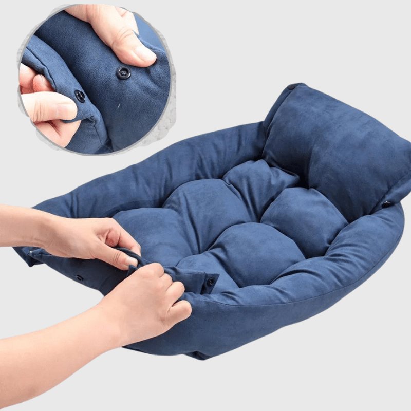 Lit anti stress pour chien bleu zoom bouton