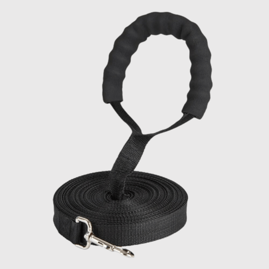 Longe de travail pour chien 6m anse pour main noir