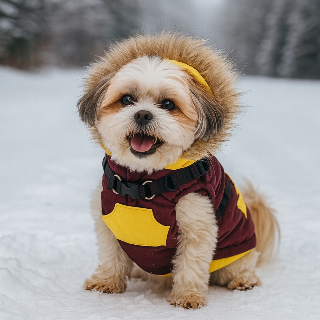Manteau avec capuche pour chien avec harnais intégré