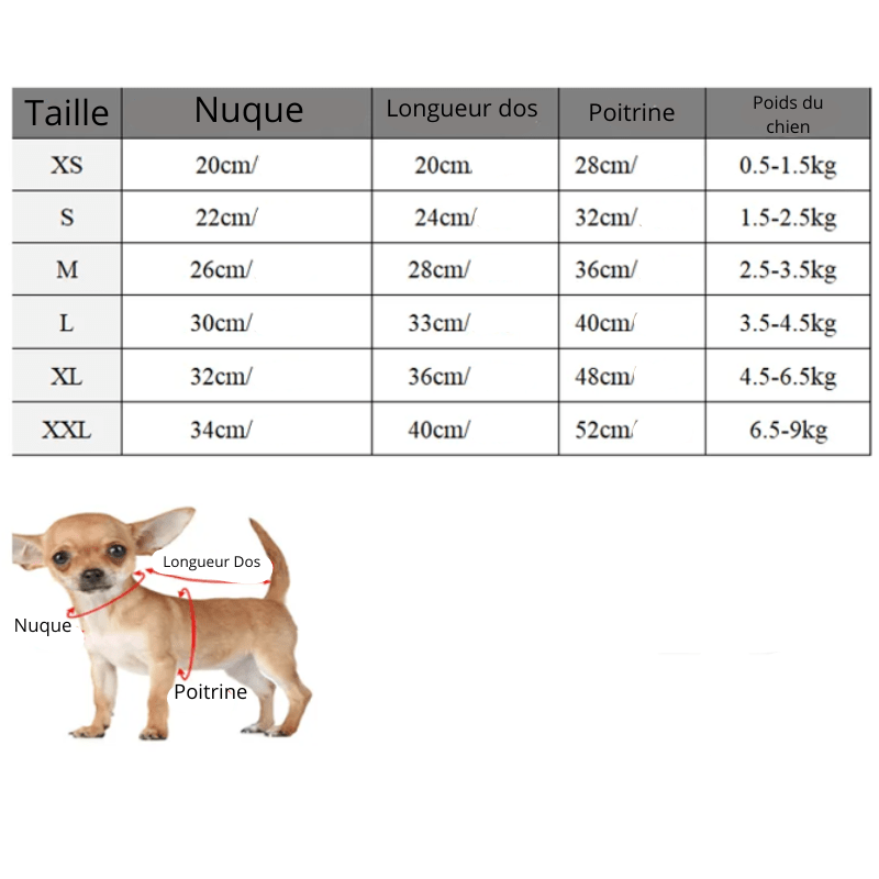 Manteau pour chien en laine rouge taille
