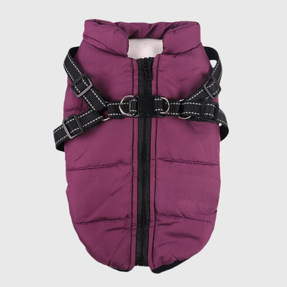 Manteau pour chien pour l'hiver avec harnais intégré violet