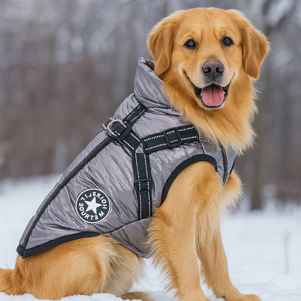 Manteau pour gros chien avec harnais neige
