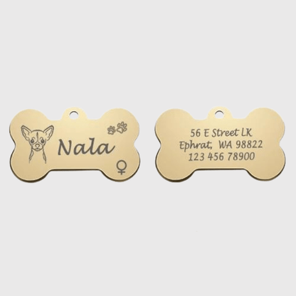 Medaille chien originale​ patte de chien or 