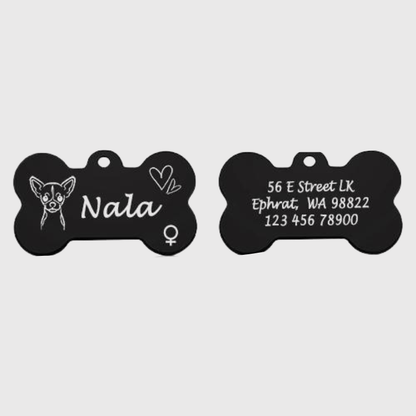 Medaille chien originale​ coeur noir