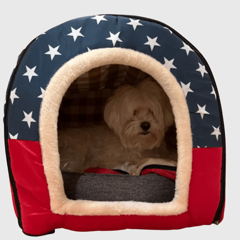 Niche d'intérieur pour chien couleur brique caniche