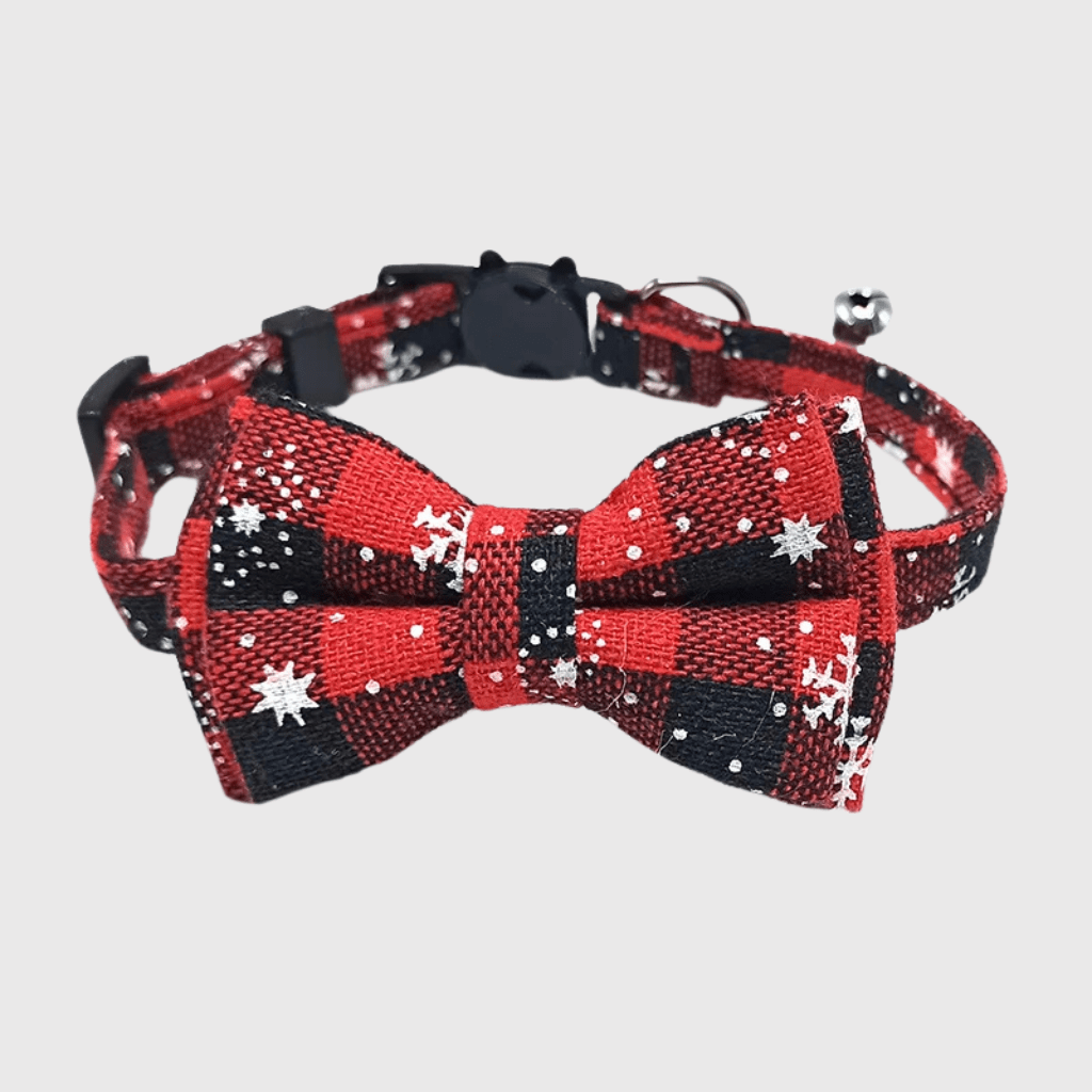 Noeud Papillon Grand Chien noir et rouge flocon