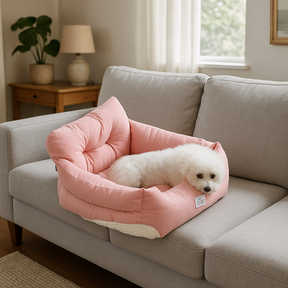 Panier canapé pour chien rose avec caniche