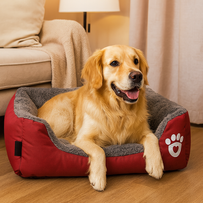 Panier confortable pour chien labrador couleur bordeau