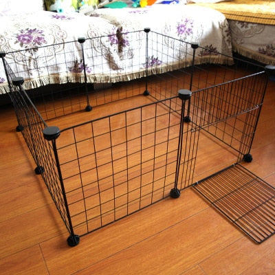 Parc extérieur en métal pliable pour petit chien noir