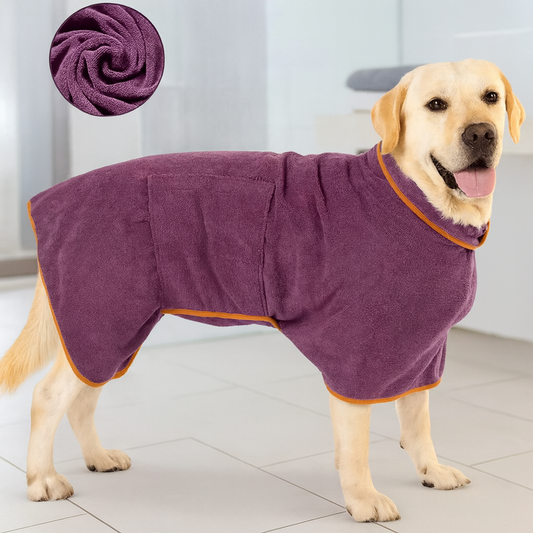 Peignoir sorti de bain pour chien violet labrador
