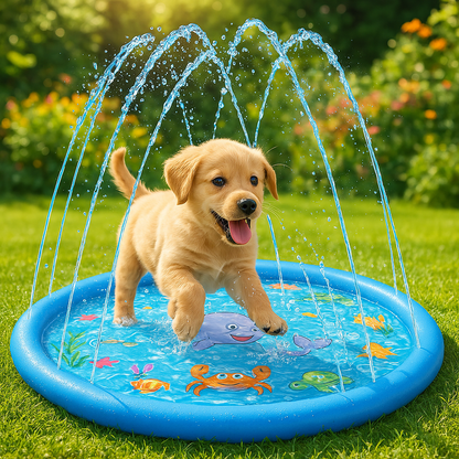 Petite piscine pour chien chiot qui joue dedans