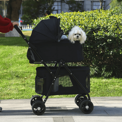 Poussette pour chien pliable de profil