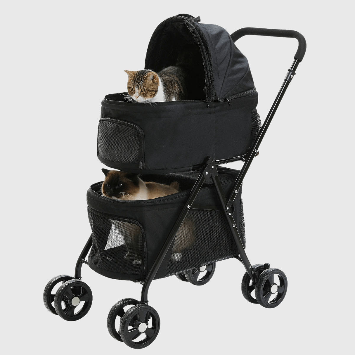Poussette pour chien pliable noir