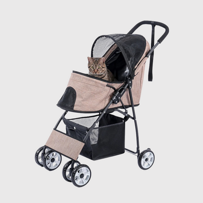 Poussette pour chien pliable rose