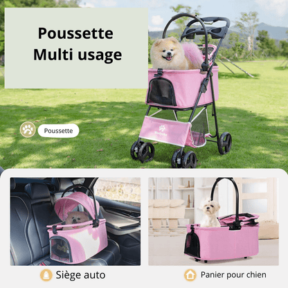 Poussette pour petit chien multi usage