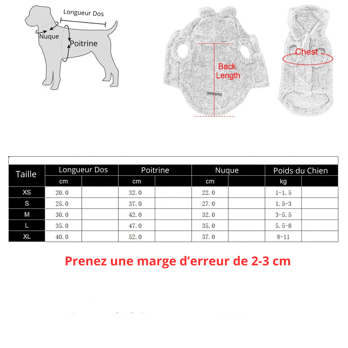 Pull Chihuahua taille