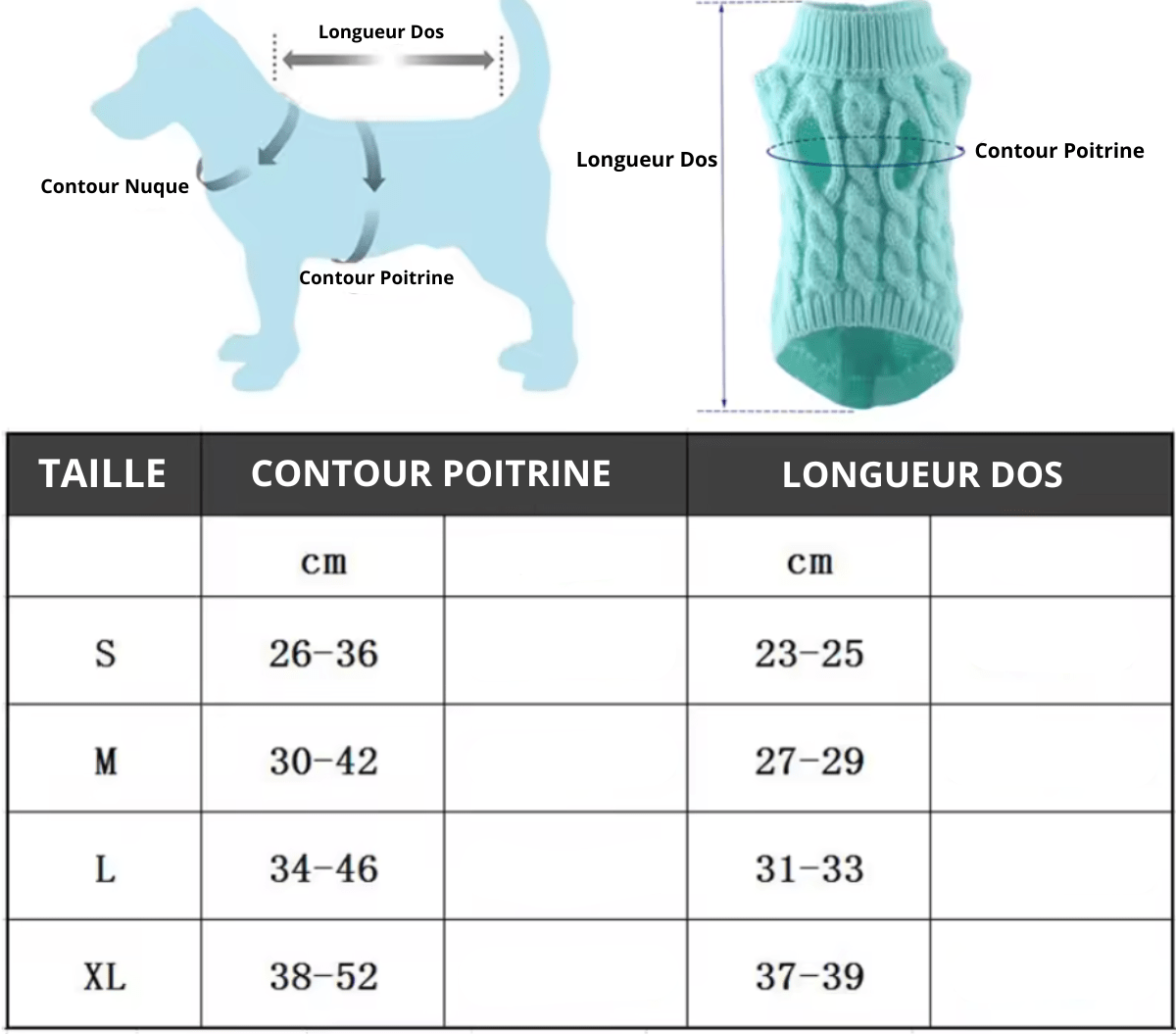 Pull chaussette pour petit chien taille