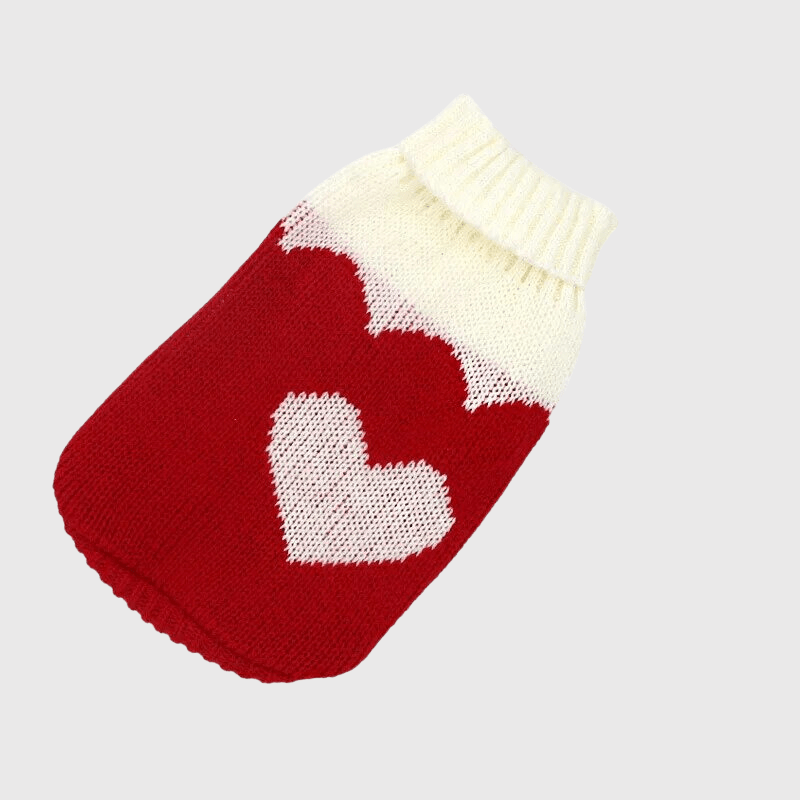Pull de Noël pour chien rouge avec coeur