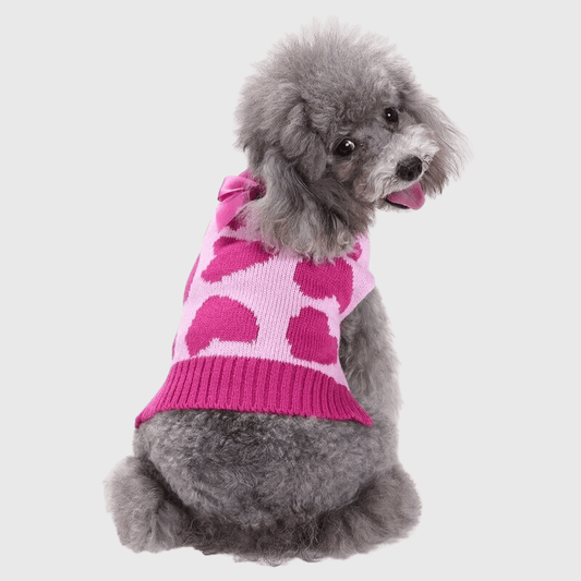 Pull pour chien Rose avec Cœur caniche