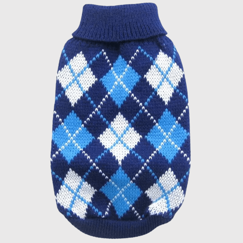 Pull pour chien a Carreaux bleu fonce