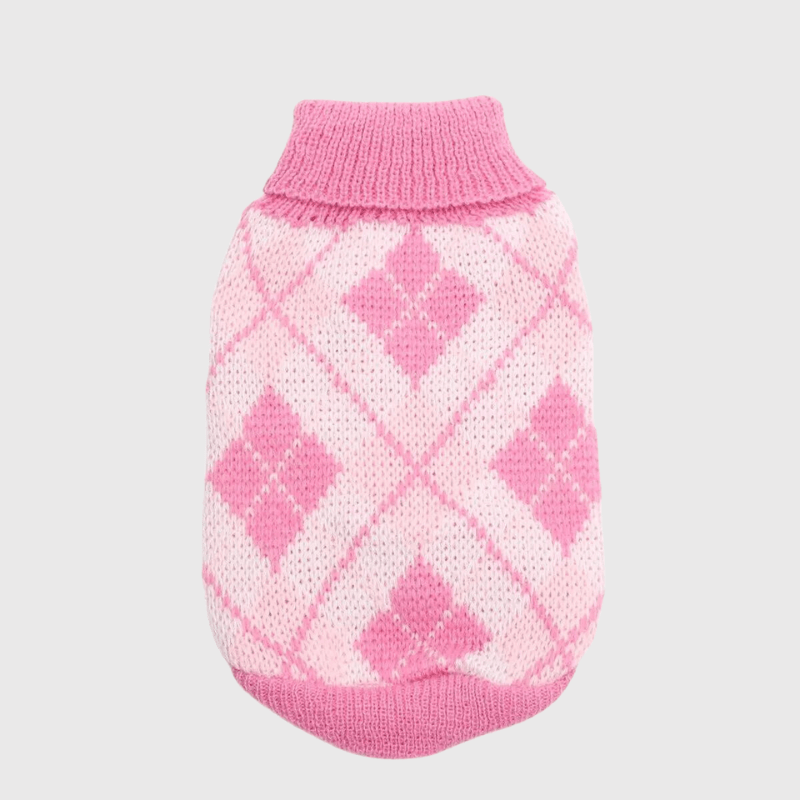 Pull pour chien a Carreaux recto rose clair