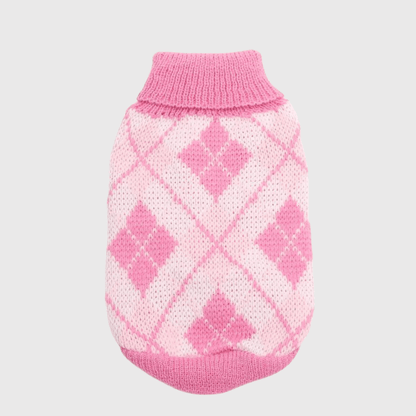 Pull pour chien a Carreaux recto rose clair