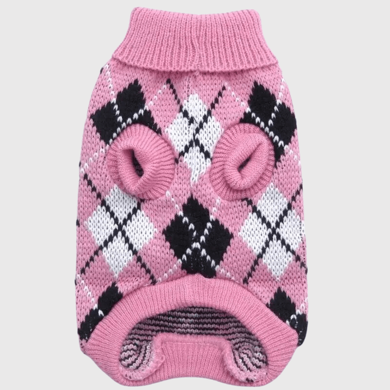 Pull pour chien a Carreaux verso rose