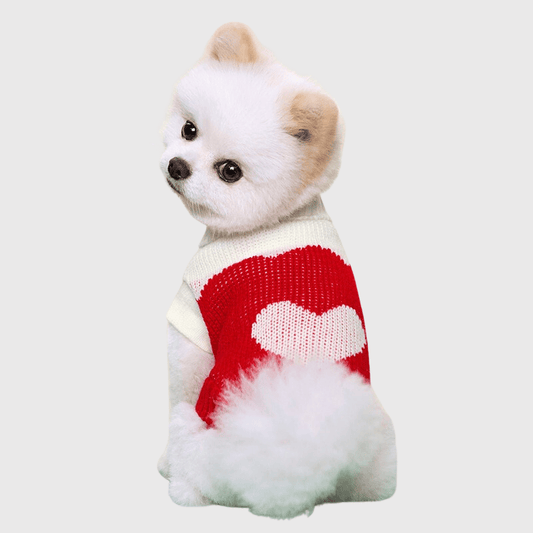 Pull pour chien polaire rouge coeur rose