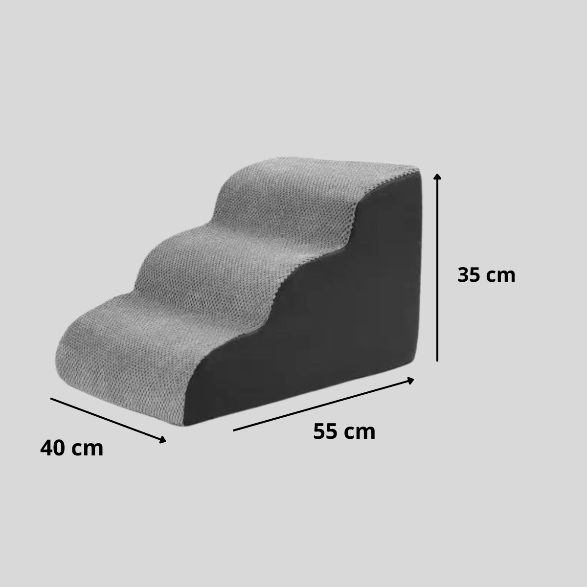 Rampe escalier pour chien gris 3 marches