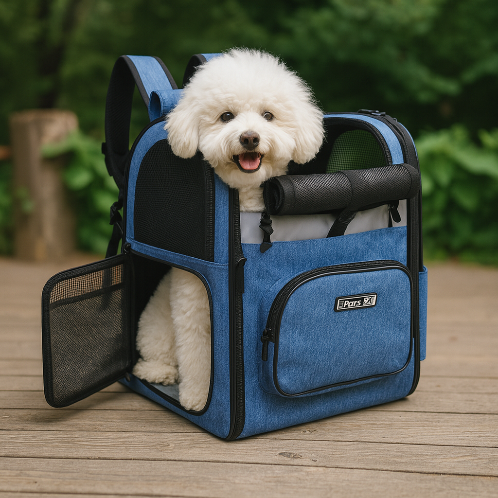 Sac de Transport Pliable Pour Chien bleu caniche