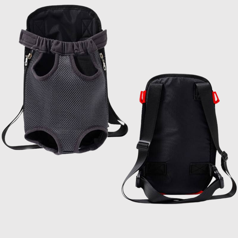 Sac de transport ventral pour chien noir gris