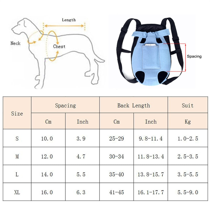 Sac de transport ventral pour chien taille