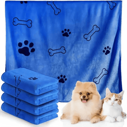 Serviette sechante pour chien bleu