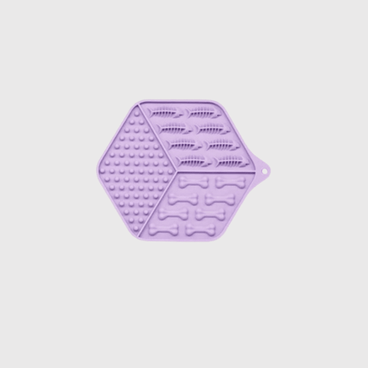 Tapis de léchage chien en forme d'arrête et d'os violet