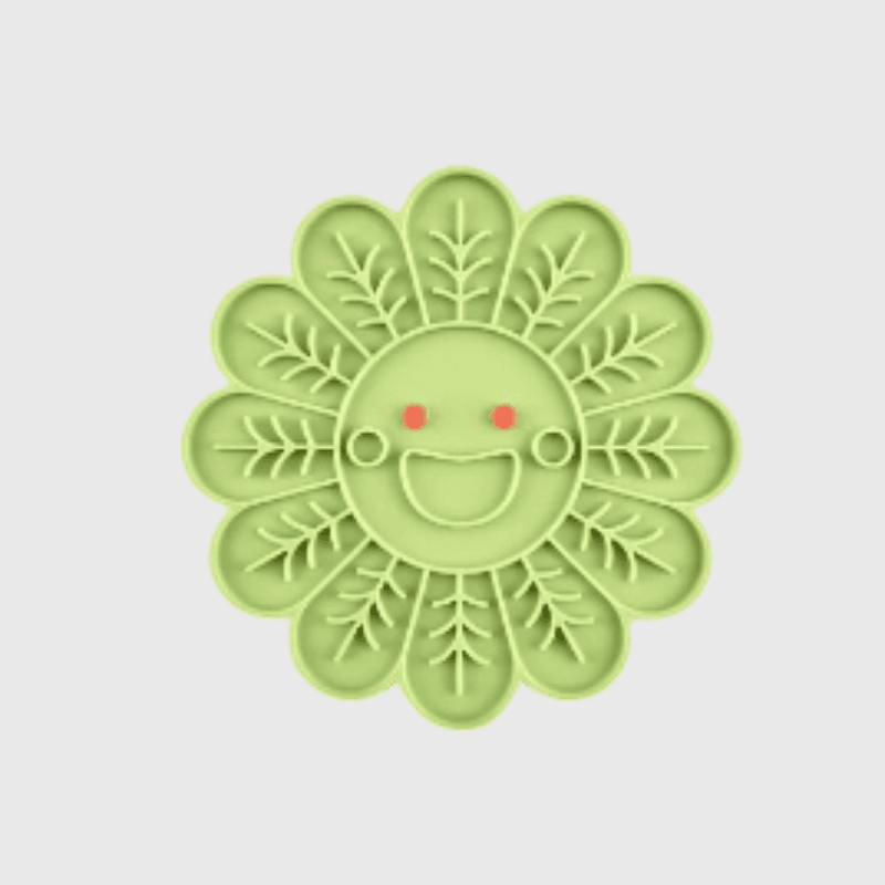 Tapis de lechage chien en forme de fleur vert