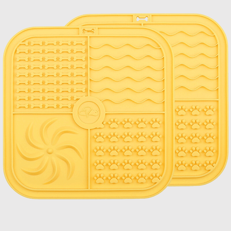 Tapis de lechage chien grand carre double jaune