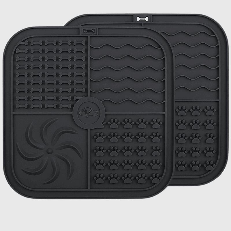 Tapis de lechage chien grand carre double noir