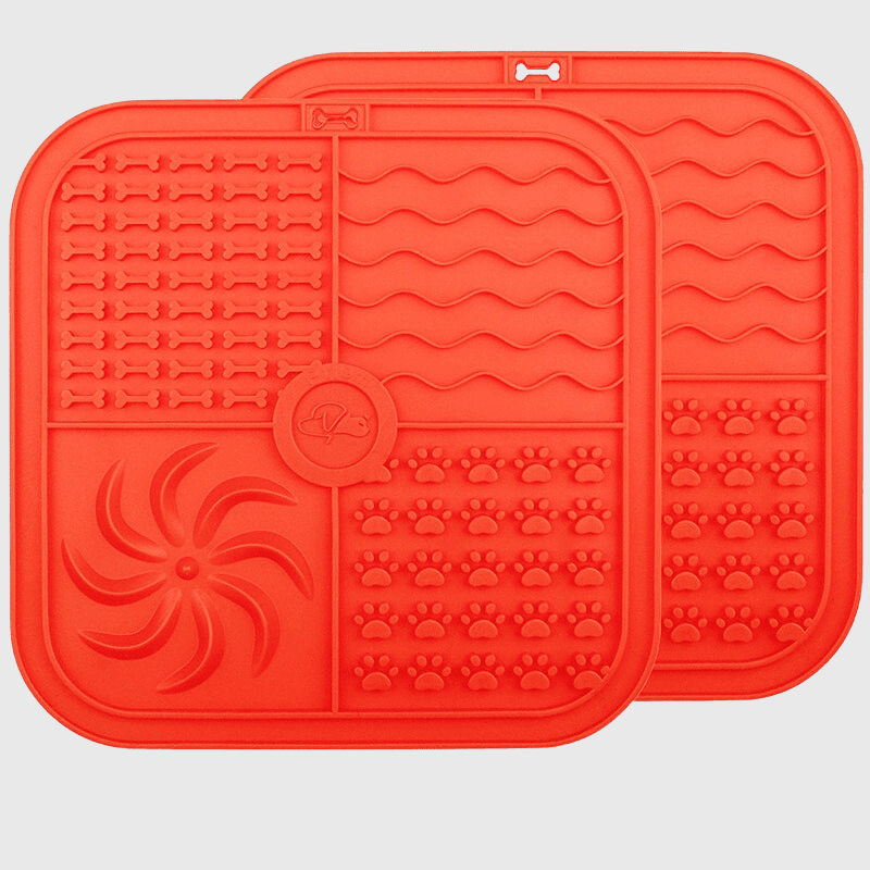 Tapis de lechage chien grand carre double rouge