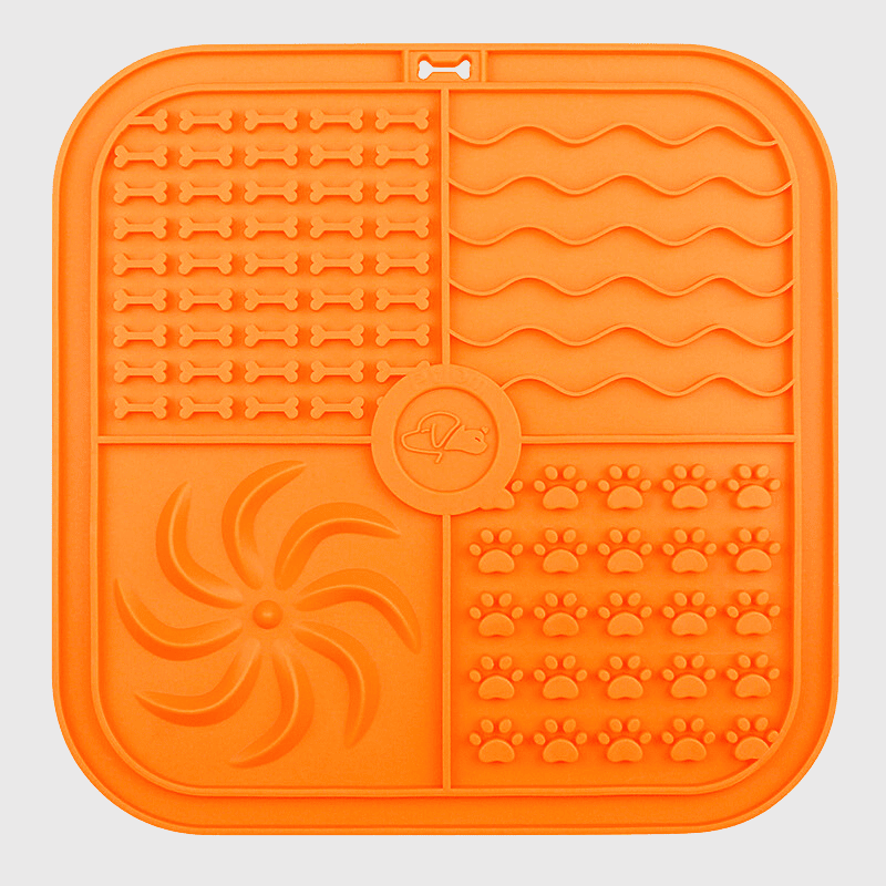 Tapis de lechage chien grand carre orange