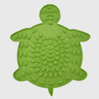 Tapis de lechage pour chien en forme de tortue verte