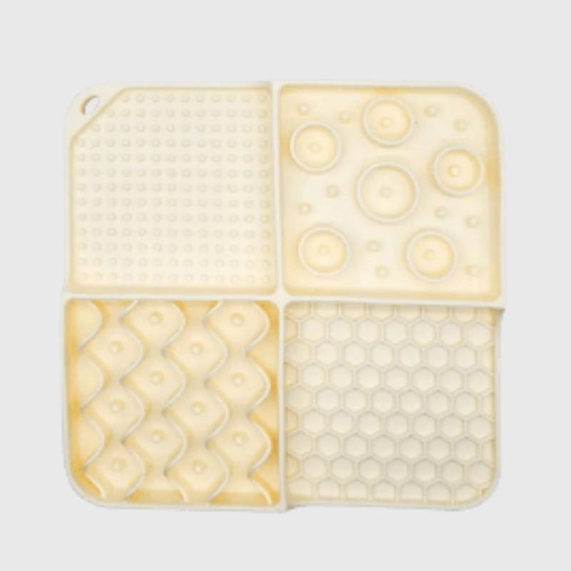 Tapis de léchage pour chien en silicone beige