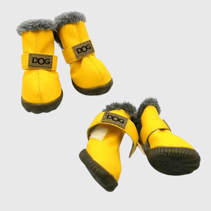 chaussette pour chien neige jaune