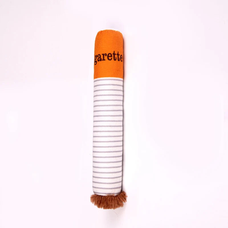 Cigarette en peluche seule pour chien, vue de face