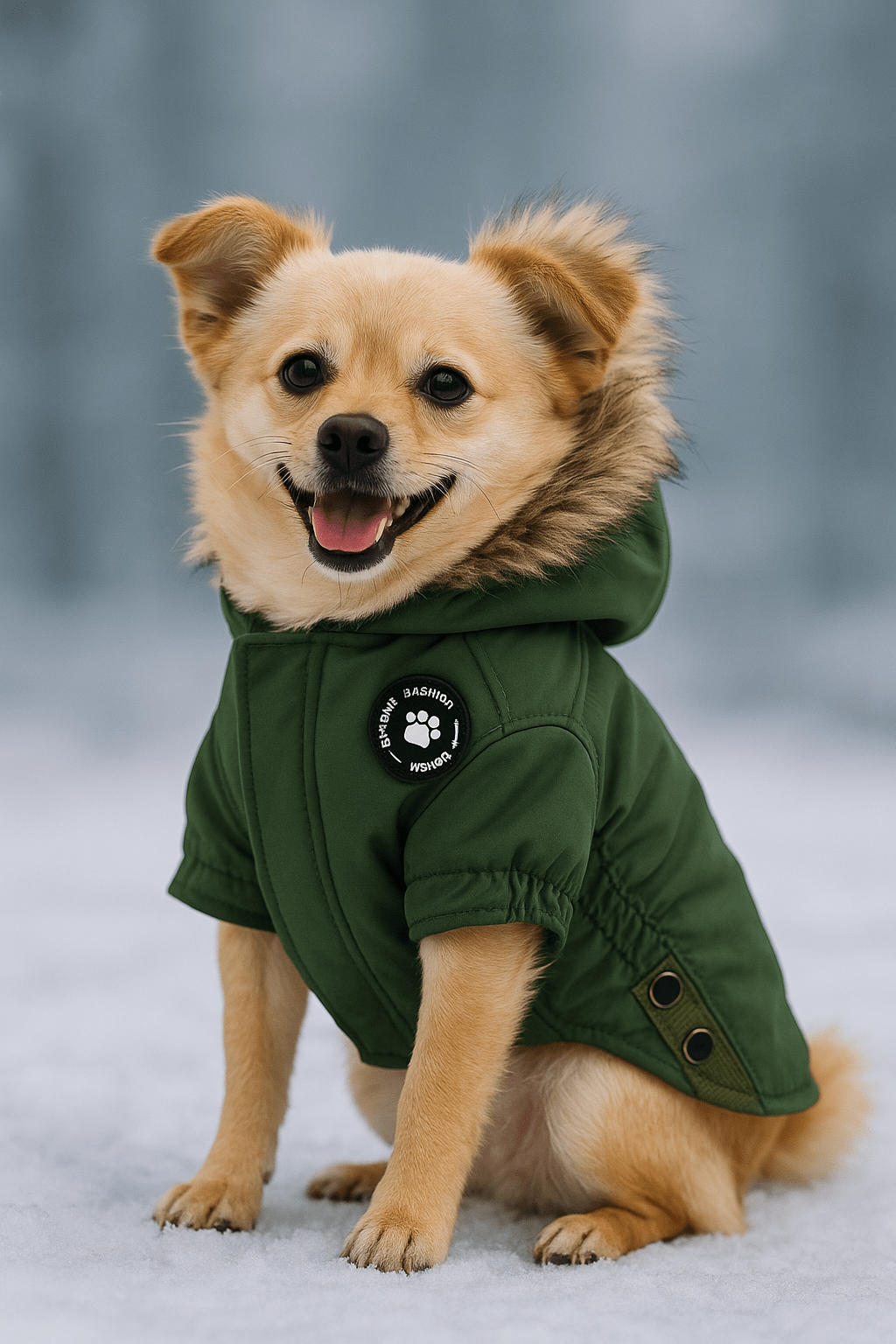 Manteau avec capuche pour chien vert